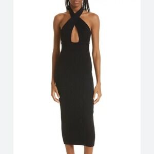 Ramy Brook New‎ York Sz S Chantalle Punch Ribbed Knit Halter Maxi Dress NWT $395